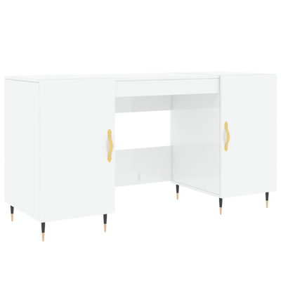 vidaXL Biurko białe z połyskiem, 140x50x75 cm, materiał drewnopochodny