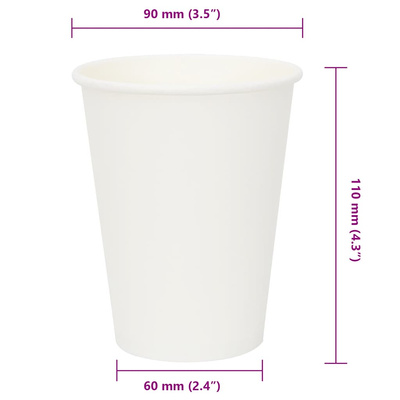 Papierowe kubki, 1000 szt., 12oz, 300ml, biały