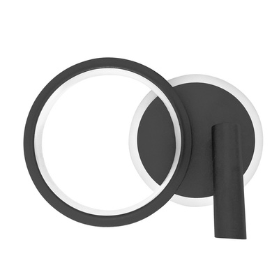 MONET lampa kinkiet koło czarny 18W LED 3000K klosz biały  22-35660