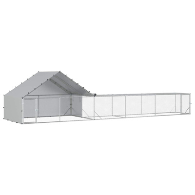 Kurnik z dachem i podwórkiem 2 szt. srebrny 8 x 2 x 1,9 m