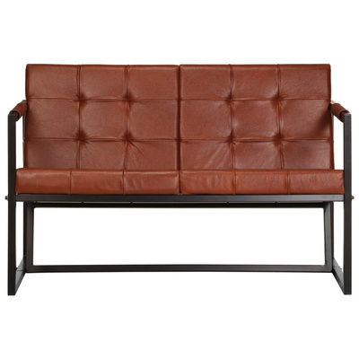 vidaXL Sofa 2-osobowa, brązowa, naturalna skóra kozia