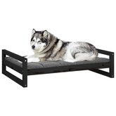 vidaXL Legowisko dla psa, czarne, 105,5x75,5x28 cm, drewno sosnowe model standard