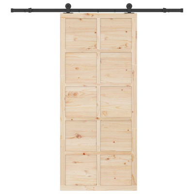 Drzwi przesuwne 80 x 208 cm Lite drewno sosnowe naturalny