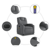 vidaXL Rozkładany fotel masujący, elektryczny, szary, sztuczna skóra model standard