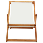 vidaXL Składany leżak, drewno eukaliptusa i kremowa tkanina