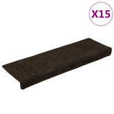 Maty na schody samoprzylepne 15 szt. 65x21x4 cm Ciemnobrązowe, prostokątne krawędzie