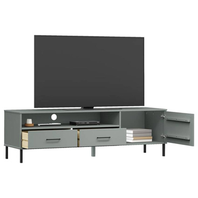 Szafka pod TV OSLO, metalowe nóżki, szara, sosnowa vidaXL