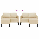 Sofa 2-osobowa z leżanką w kształcie litery L, kremowa, 125 cm