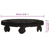 Podstawka pod donicę, z kółkami, średnica 30 cm, czarna, 170 kg
