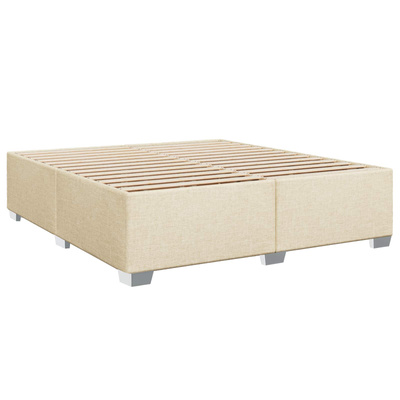 Łóżko Box Spring z materacem i LED kremowy 180 x 200 cm tkanina