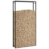 Stojak na drewno, matowy czarny, 110x28x214 cm, stalowy