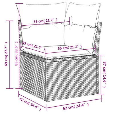 9-cz. zestaw wypoczynkowy do ogrodu z poduszkami, brązowy polirattan