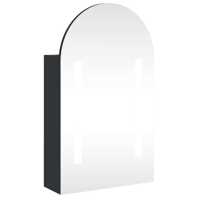 Szafka łazienkowa z lustrem i LED, łukowa, czarna, 42x13x70 cm