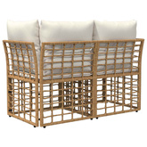 Ogrodowy loveseat 2 szt. 2-osobowy Naturalny i Kremowy Biały
