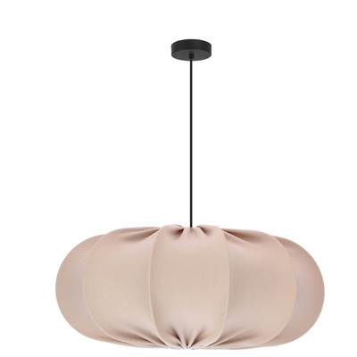 Lampa wisząca CAFEE' skandynawska z abażurem beżowym frappe 52 cm - minimalistyczne oświetlenie sufitowe w stylu japandi E27