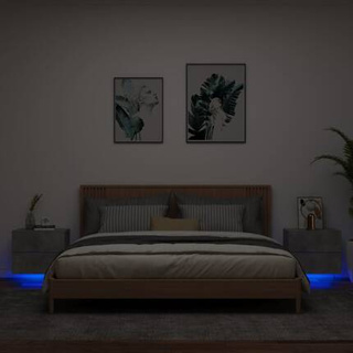 Wiszące szafki nocne z LED, 2 szt., szarość betonu vidaXL