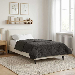 Letni Kołdra Antracyt 155 x 200 cm Mikrofibra i Fleece Teddy