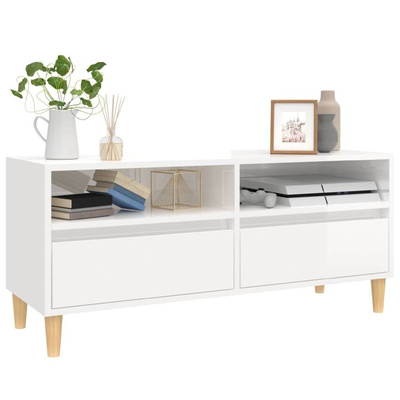 vidaXL Szafka pod TV, wysoki połysk, biała, 100x34,5x44,5 cm