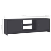 vidaXL Szafka pod TV, szara, 120x30x37,5 cm, materiał drewnopochodny