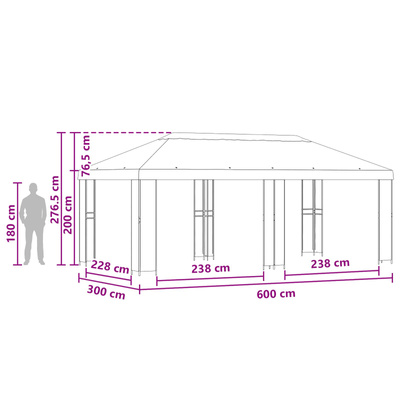 Altana ogrodowa 6 x 3 m kremowy Poliester i Stal 190