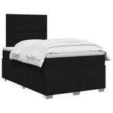 Łóżko z box spring LED z materacem Czarny 120 x 200 cm tkanina