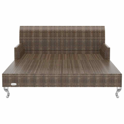 2-osobowe łóżko ogrodowe z poduszkami, rattan PE, brązowe