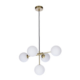 Lampa wisząca mosiądz mleczny klosz kulka 5x28W Mati Candellux 35-73778