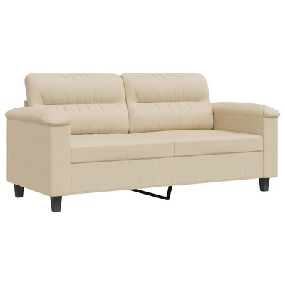 Sofa 2-osobowa, kremowy, 140 cm, tapicerowana mikrofibrą