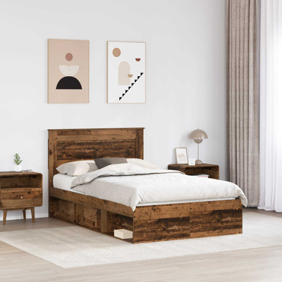 Ramka łóżka Stare drewno 135 x 190 cm Lite drewno sosnowe