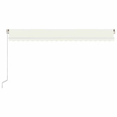 Ręcznie zwijana markiza z LED, 500 x 300 cm, kremowa