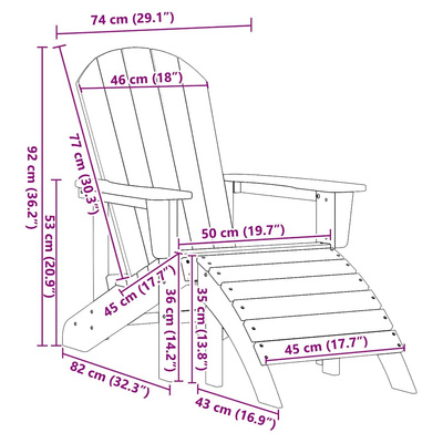 Krzesło Adirondack Jasnoszary HDPE