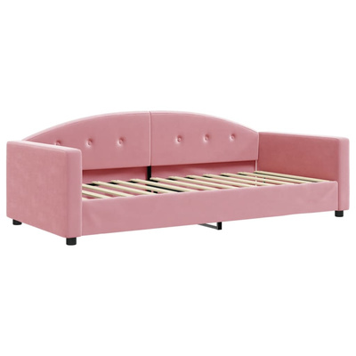 Sofa z funkcją spania, różowa, 90x200 cm, obita aksamitem