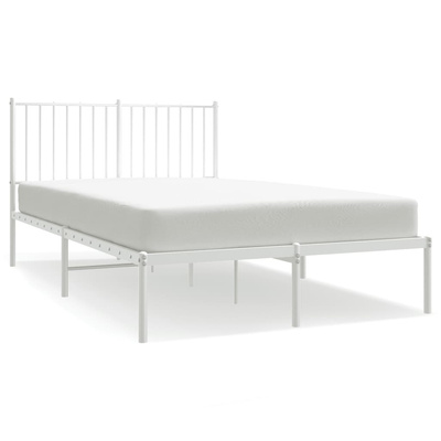 vidaXL Metalowa rama łóżka z wezgłowiem, biała, 120x190 cm model standard