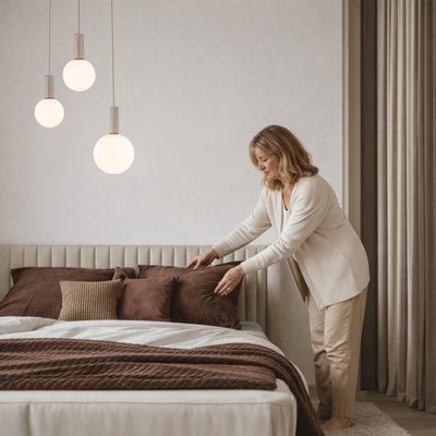 Lampa wisząca Testa beżowa potrójna białe klosze kule nad stół
