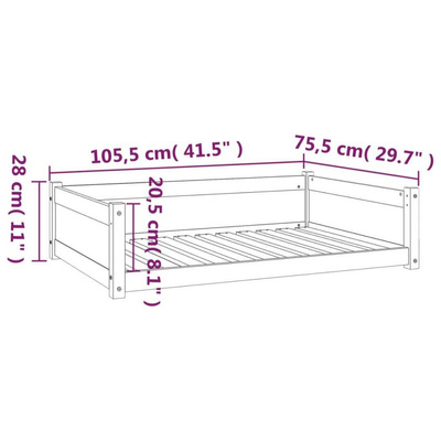 vidaXL Legowisko dla psa, białe, 105,5x75,5x28 cm, lite drewno sosnowe