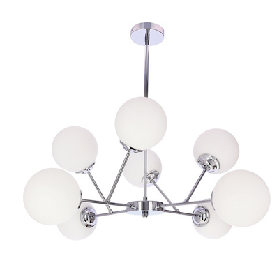 BELWEDER lampa wisząca chromowy 8x40W E14 klosz biały  38-39866