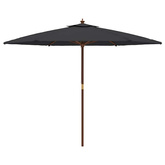 Parasol ogrodowy na drewnianym słupku, czarny, 299x240 cm
