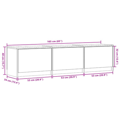 Szafka RTV z LED 165x34x40 cm Szary Sonoma Drewno inżynieryjne