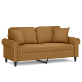 2-osobowa sofa z poduszkami, brązowa, 140 cm, aksamit