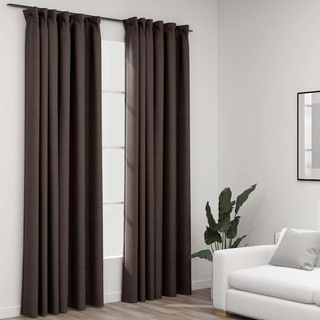 Zasłony stylizowane na lniane, 2 szt., taupe, 140x225 cm