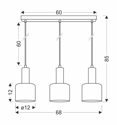 Isar Lampa Wisząca Czarny 3X40 E27 Klosz Bursztynowy