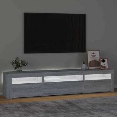 vidaXL Szafka pod TV z oświetleniem LED, szary dąb sonoma,195x35x40 cm
