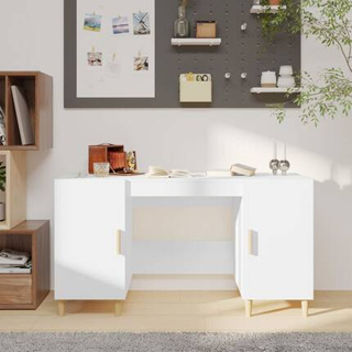 vidaXL Biurko, białe, 140x50x75 cm, materiał drewnopochodny wariant 9
