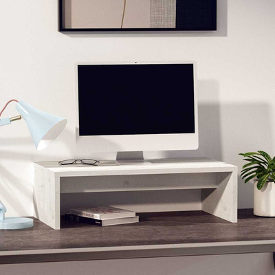 Podstawka na monitor, biała, 50x27x15 cm, lite drewno sosnowe