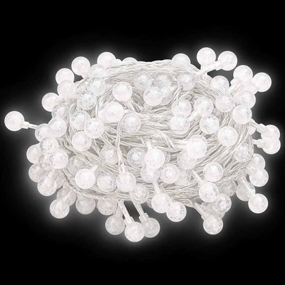Lampki świąteczne, 20 m, 200 diod LED, zimna biel, 8 funkcji