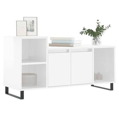 vidaXL Szafka pod TV, wysoki połysk, biała, 100x35x55 cm