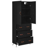 Highboard Czarny Dąb 69,5 x 34 x 180 cm Drewno inżynieryjne