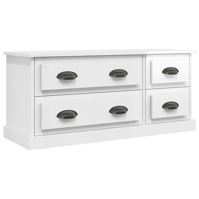 vidaXL Szafka pod TV, wysoki połysk, biała, 100x35,5x45 cm