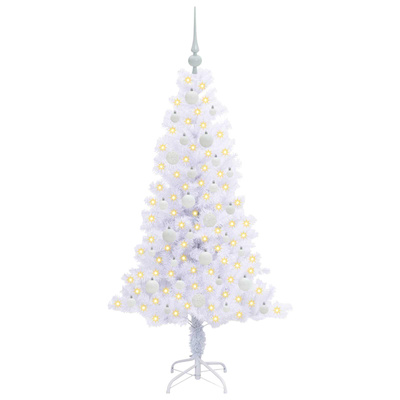 Sztuczna choinka z 150 diodami LED Biały 150 cm PVC i Stal
