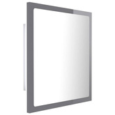 vidaXL Lustro łazienkowe LED, wysoki połysk, szare, 40x8,5x37cm, akryl